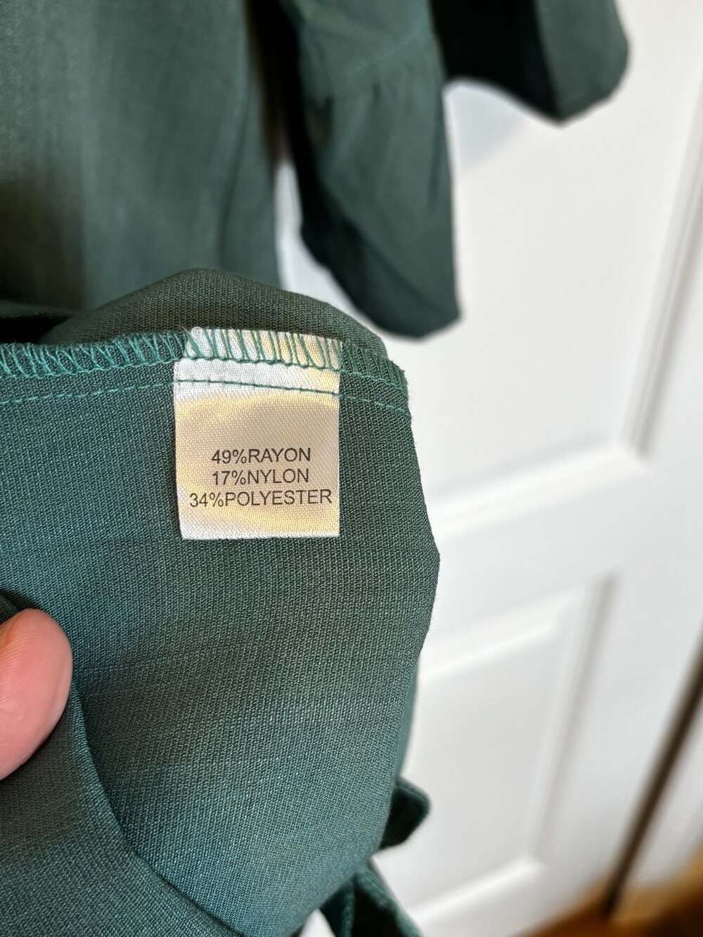 HUHOT Women's Dark Green Ruffle Sleeve Shirt Dress Size M - Picture 4 of 5